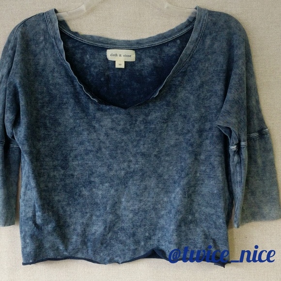 Anthropologie Cloth & Stone Blue Crop Top Size XS - Picture 3 of 6